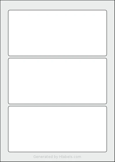 AALabels® AAN003 template with 3 rectangular 180 x 84 millimeter labels per sheet, on A4-size adhesive blank label sheets.