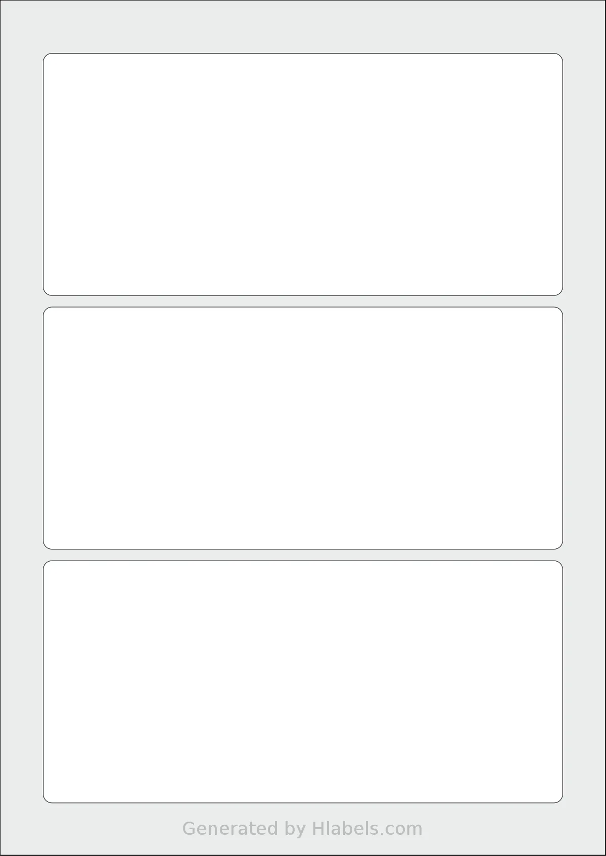 AALabels® AAN003 template with 3 rectangular 180 x 84 millimeter labels per sheet, on A4-size adhesive blank label sheets.