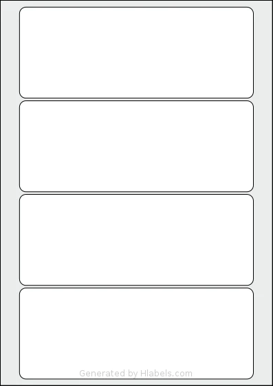 AALabels® AAN004 template with 4 rectangular 180 x 70 millimeter labels per sheet, on A4-size adhesive blank label sheets.