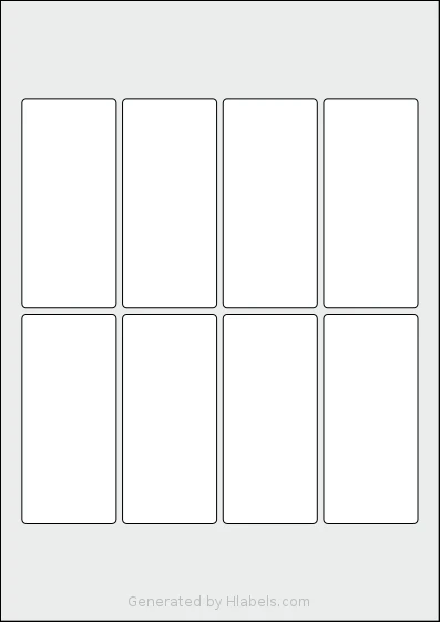 AALabels® AAN008 template with 8 rectangular 45 x 100 millimeter labels per sheet, on A4-size adhesive blank label sheets.