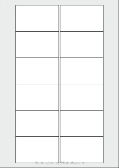 AALabels® AAN012 template with 12 rectangular 76.2 x 46.4 millimeter labels per sheet, on A4-size adhesive blank label sheets.