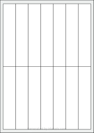 AALabels® AAN014 template with 14 rectangular 28 x 140 millimeter labels per sheet, on A4-size adhesive blank label sheets.
