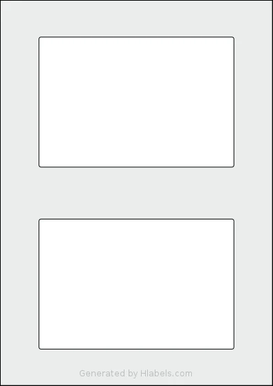 AALabels® AAP002 template with 2 rectangular 150 x 100 millimeter labels per sheet, on A4-size adhesive blank label sheets.