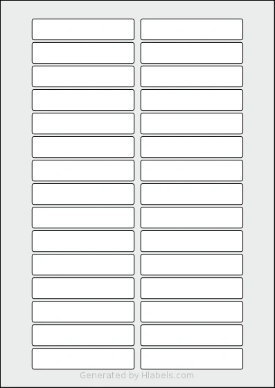 AALabels® AAP030 template with 30 rectangular 78 x 16 millimeter labels per sheet, on A4-size adhesive blank label sheets.