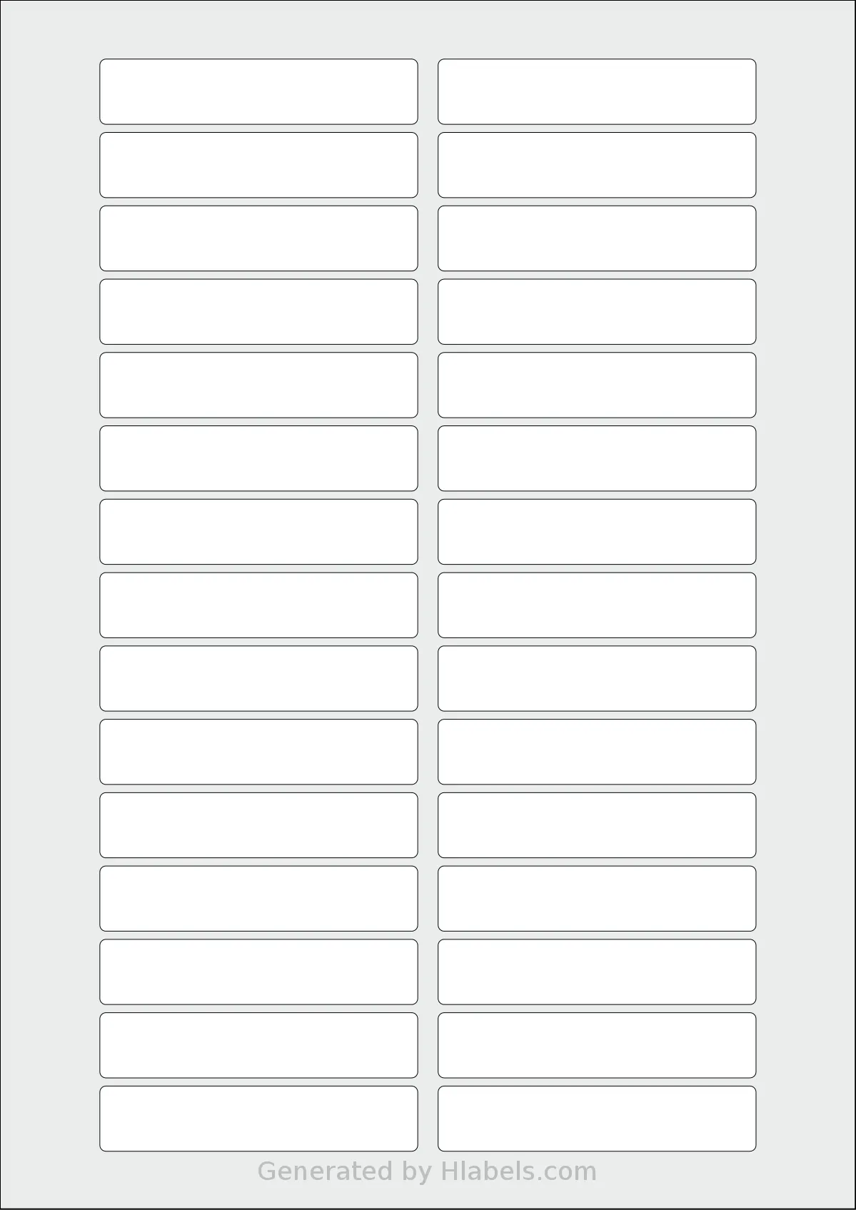 AALabels® AAP030 template with 30 rectangular 78 x 16 millimeter labels per sheet, on A4-size adhesive blank label sheets.