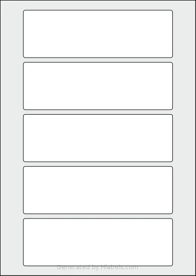 AALabels® AAPP05 template with 5 rectangular 160 x 51 millimeter labels per sheet, on A4-size adhesive blank label sheets.