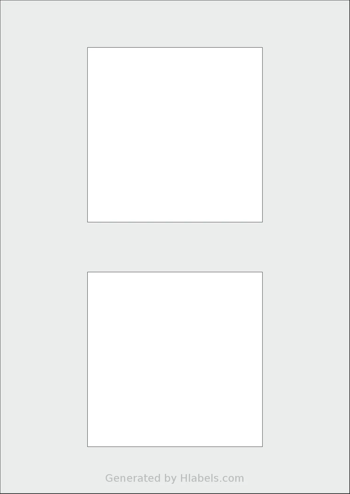 AALabels® AAQ002 template with 2 square 105 x 105 millimeter labels per sheet, on A4-size adhesive blank label sheets.