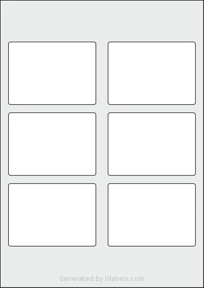 AALabels® AAQ006 template with 6 rectangular 90 x 64.5 millimeter labels per sheet, on A4-size adhesive blank label sheets.