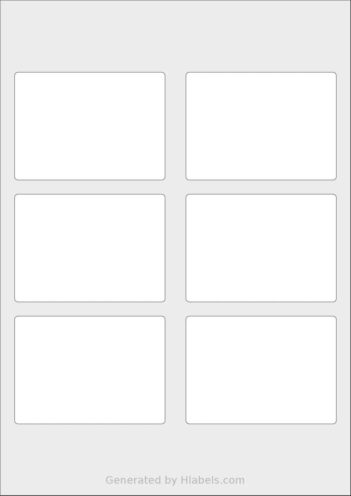 AALabels® AAQ006 template with 6 rectangular 90 x 64.5 millimeter labels per sheet, on A4-size adhesive blank label sheets.
