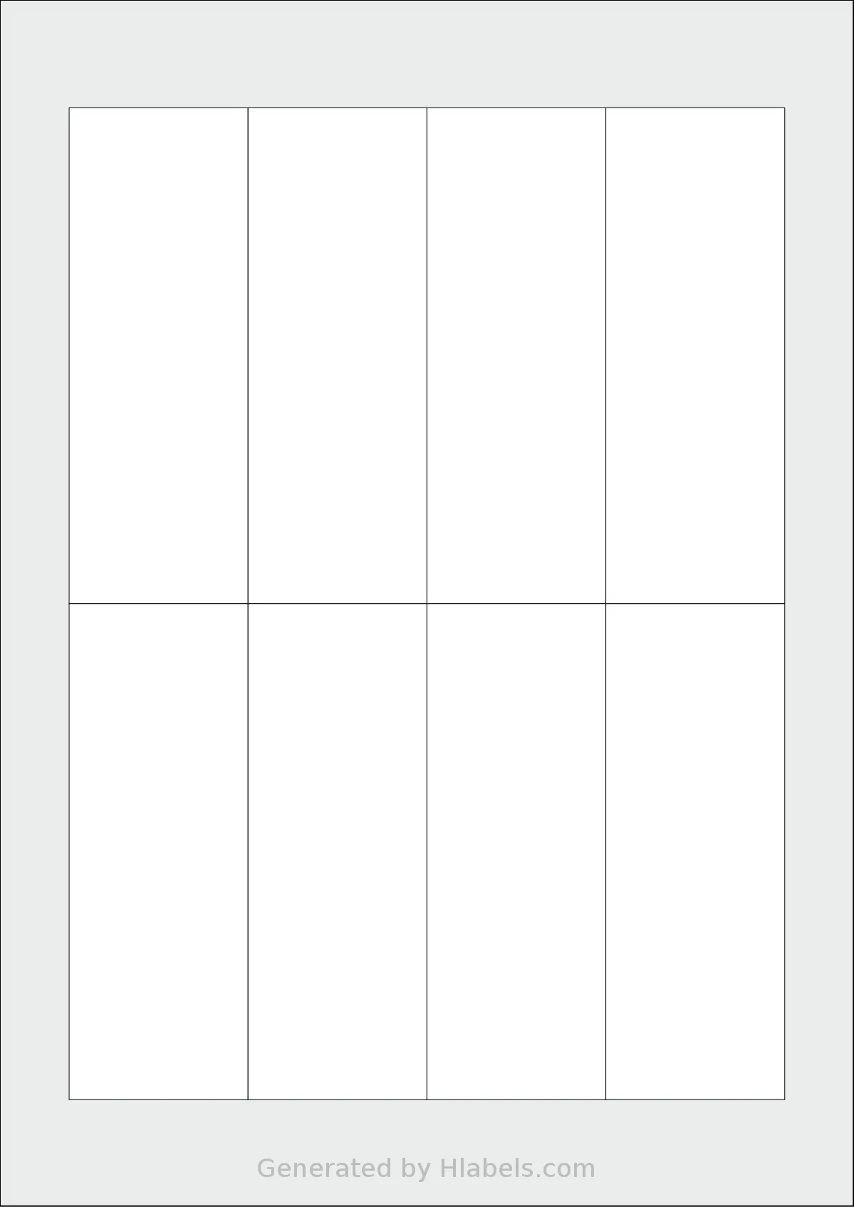 AALabels® AAQ008 template with 8 rectangular 44 x 122 millimeter labels per sheet, on A4-size adhesive blank label sheets.