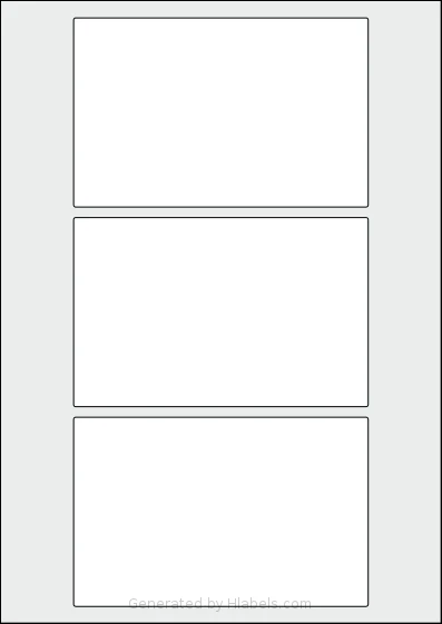 AALabels® AAR003 template with 3 rectangular 140 x 90 millimeter labels per sheet, on A4-size adhesive blank label sheets.