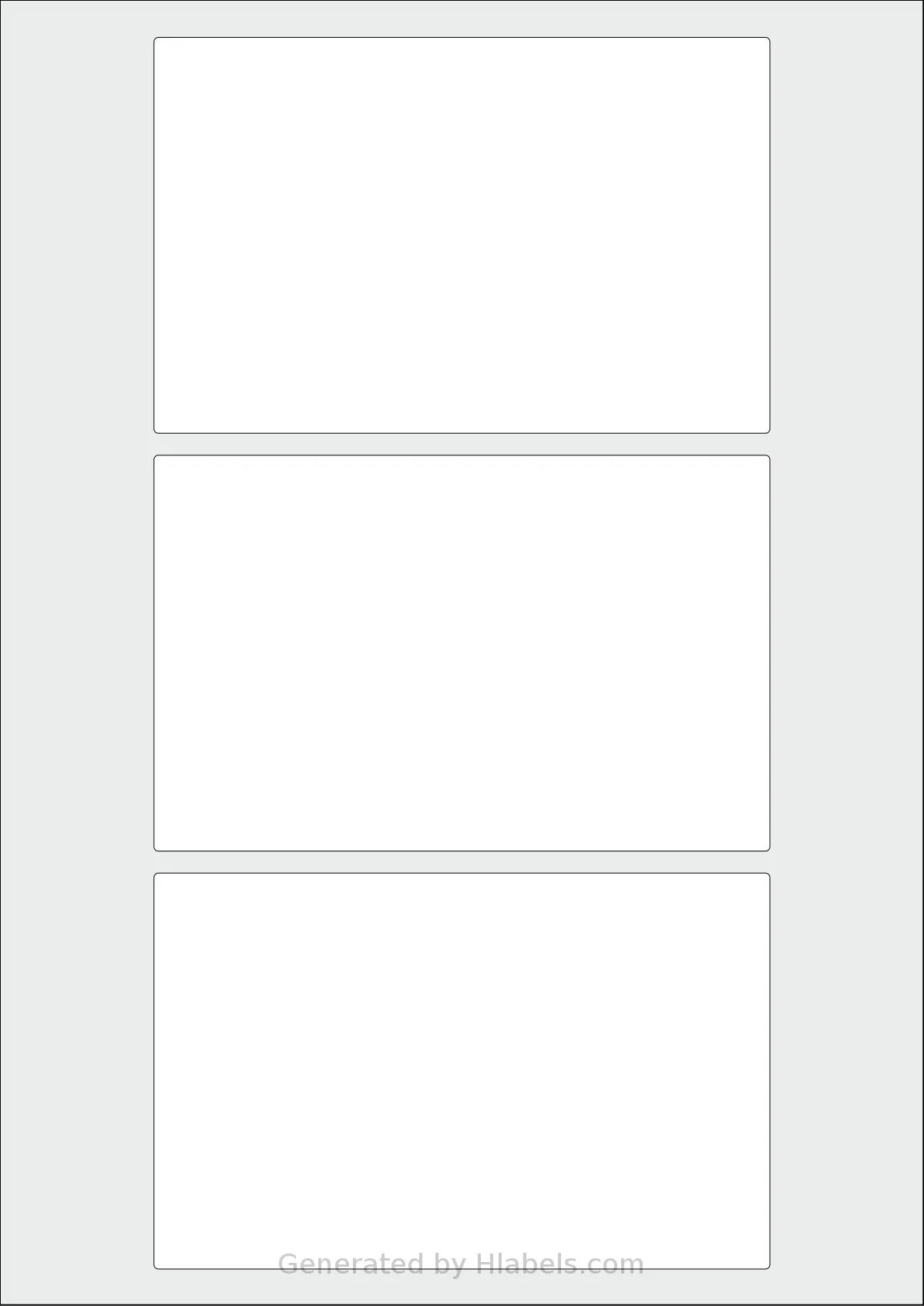 AALabels® AAR003 template with 3 rectangular 140 x 90 millimeter labels per sheet, on A4-size adhesive blank label sheets.