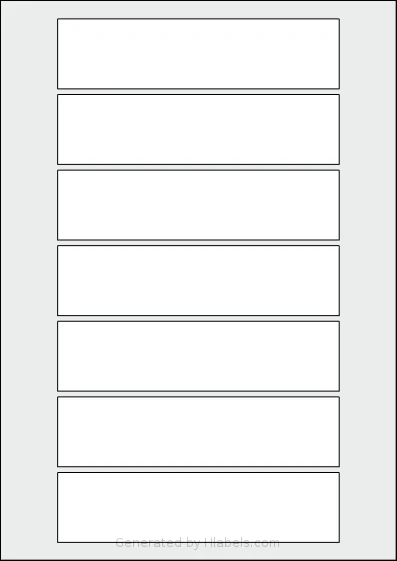 AALabels® AAR007 template with 7 rectangular 149 x 37 millimeter labels per sheet, on A4-size adhesive blank label sheets.