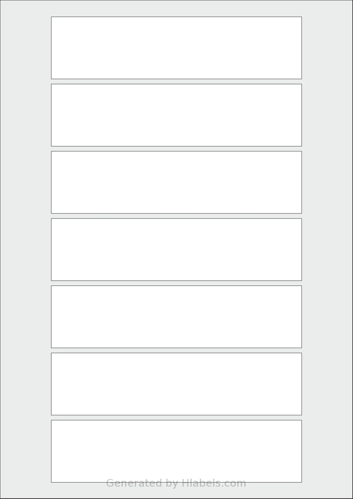 AALabels® AAR007 template with 7 rectangular 149 x 37 millimeter labels per sheet, on A4-size adhesive blank label sheets.