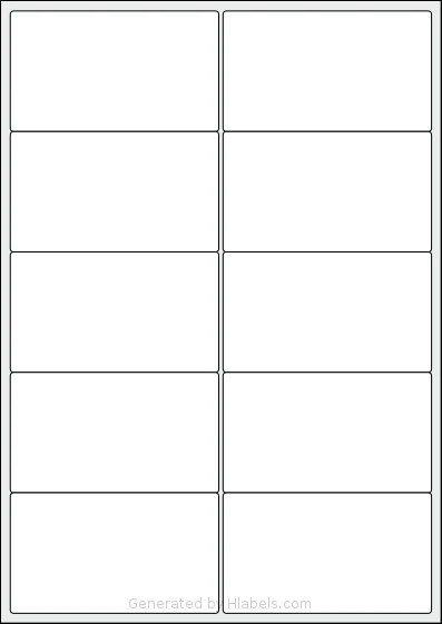 AALabels® AAR010 template with 10 rectangular 99.1 x 57.3 millimeter labels per sheet, on A4-size adhesive blank label sheets.