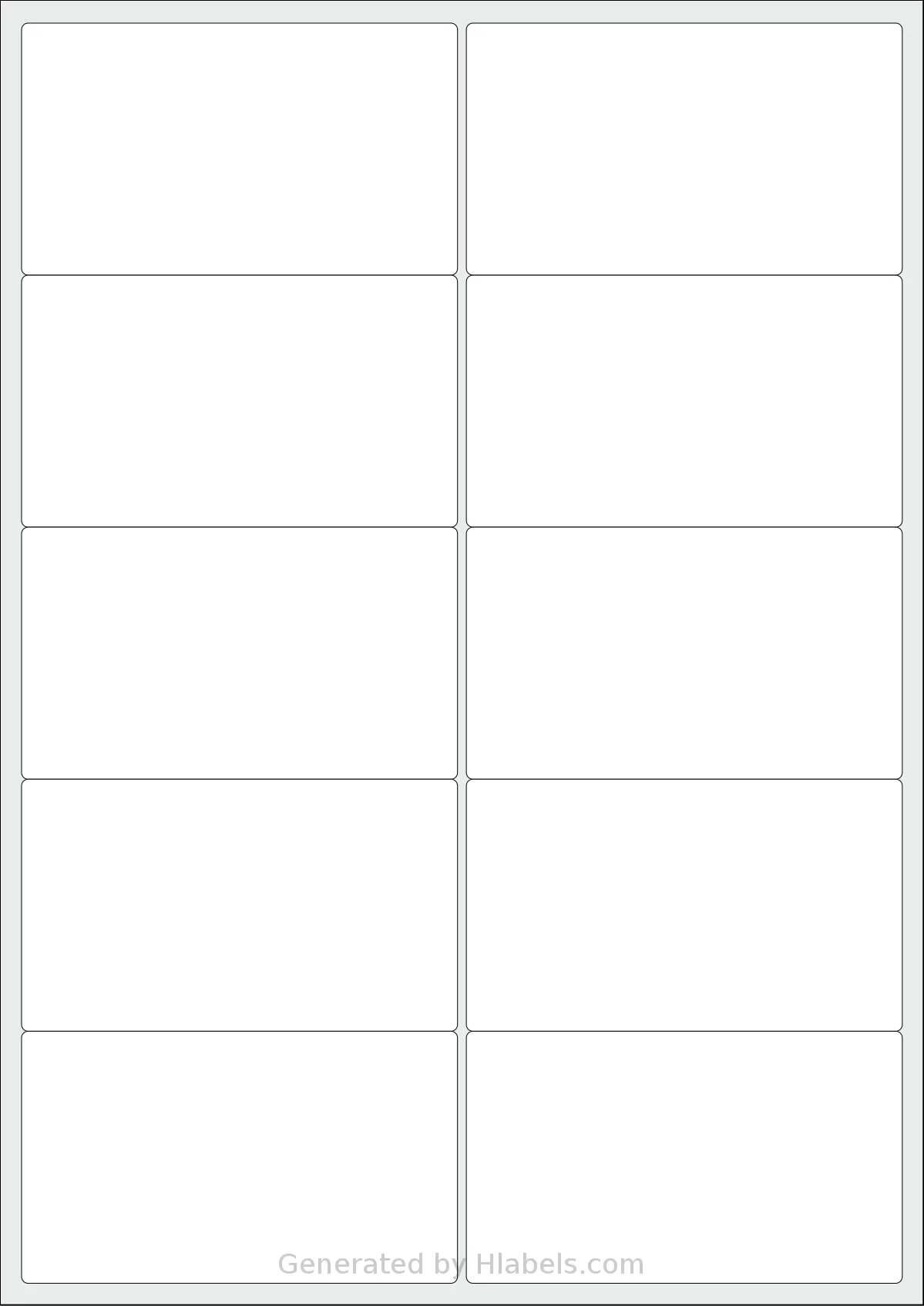 AALabels® AAR010 template with 10 rectangular 99.1 x 57.3 millimeter labels per sheet, on A4-size adhesive blank label sheets.