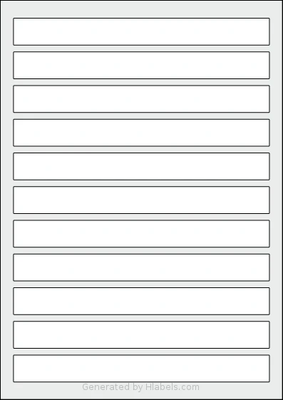 AALabels® AAR011 template with 11 rectangular 190 x 20 millimeter labels per sheet, on A4-size adhesive blank label sheets.