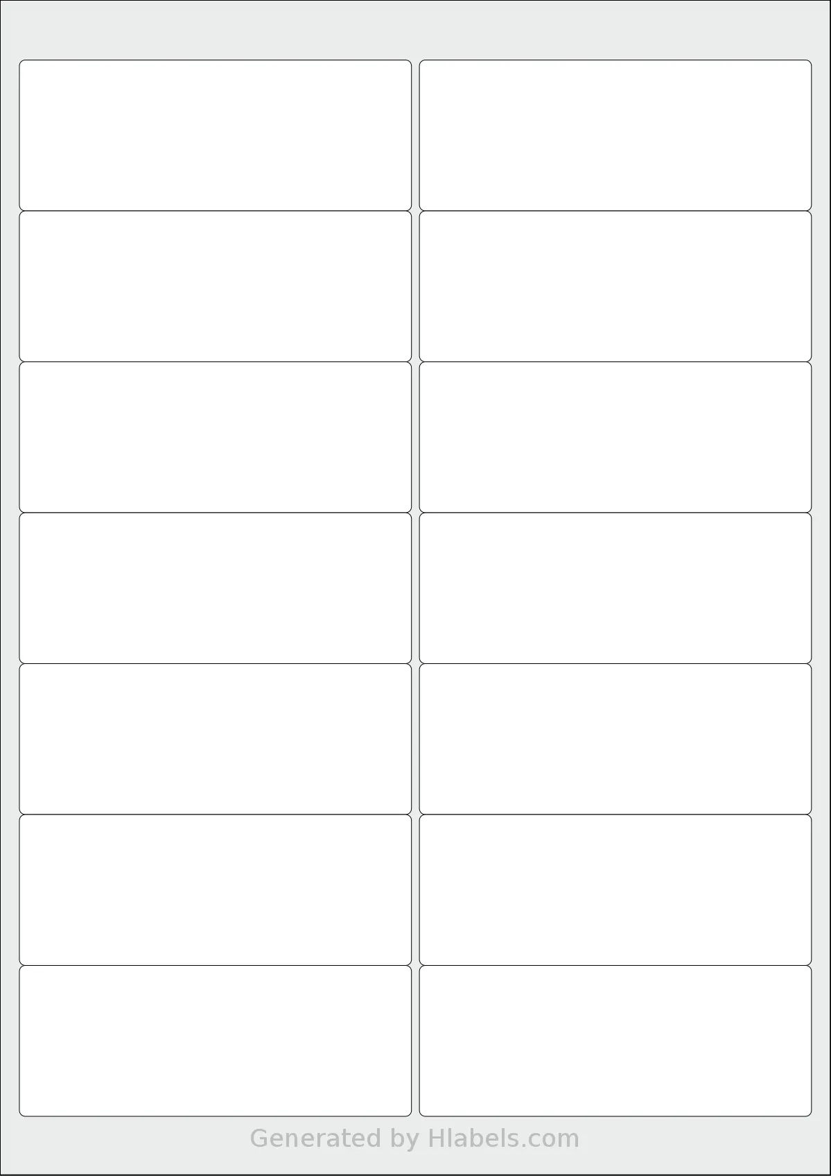 AALabels® AAR014 template with 14 rectangular 99.1 x 38.1 millimeter labels per sheet, on A4-size adhesive blank label sheets.