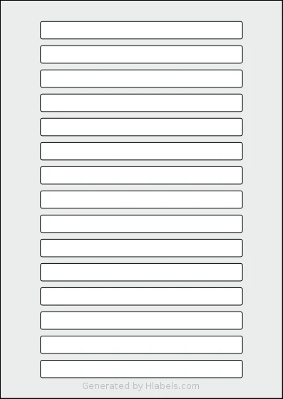 AALabels® AAR015 template with 15 rectangular 150 x 13 millimeter labels per sheet, on A4-size adhesive blank label sheets.