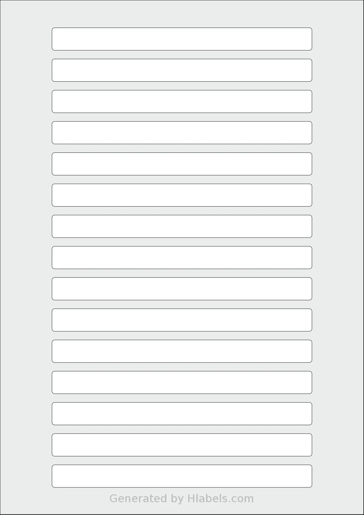 AALabels® AAR015 template with 15 rectangular 150 x 13 millimeter labels per sheet, on A4-size adhesive blank label sheets.