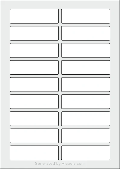 AALabels® AAR018 template with 18 rectangular 85 x 25 millimeter labels per sheet, on A4-size adhesive blank label sheets.