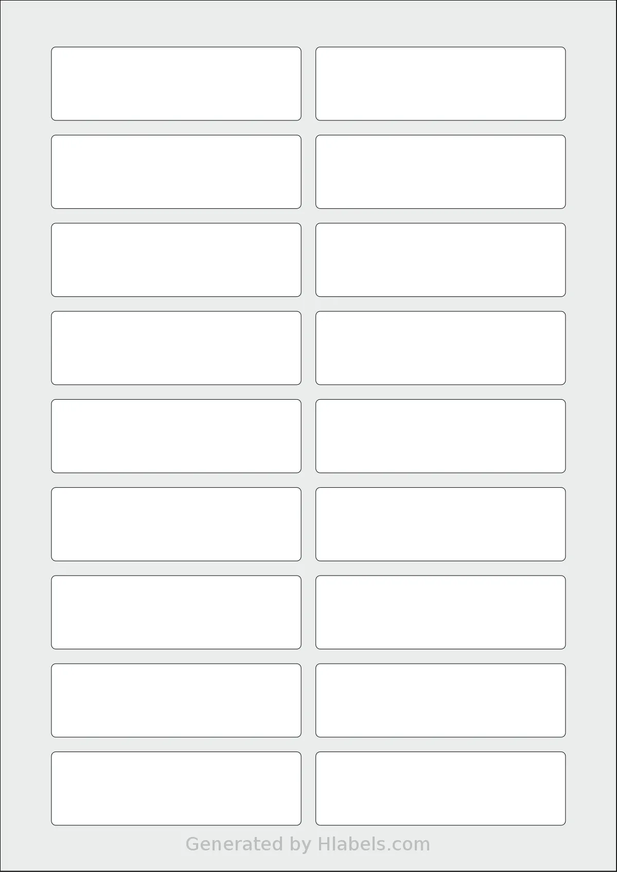 AALabels® AAR018 template with 18 rectangular 85 x 25 millimeter labels per sheet, on A4-size adhesive blank label sheets.