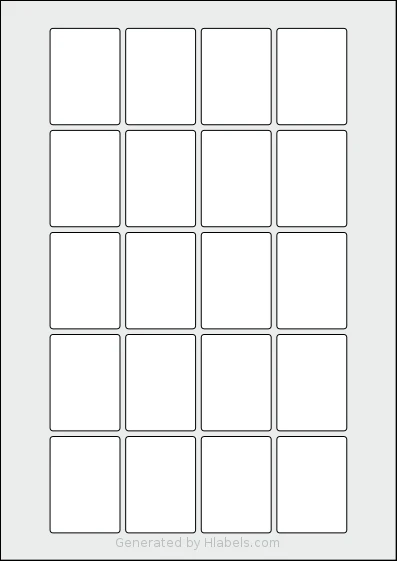 AALabels® AAR020 template with 20 rectangular 37 x 51 millimeter labels per sheet, on A4-size adhesive blank label sheets.