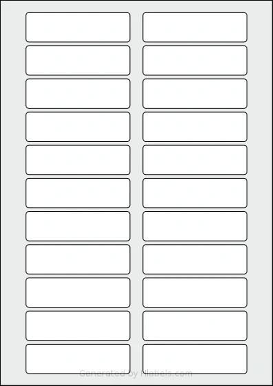 AALabels® AAR022 template with 22 rectangular 80 x 22.5 millimeter labels per sheet, on A4-size adhesive blank label sheets.
