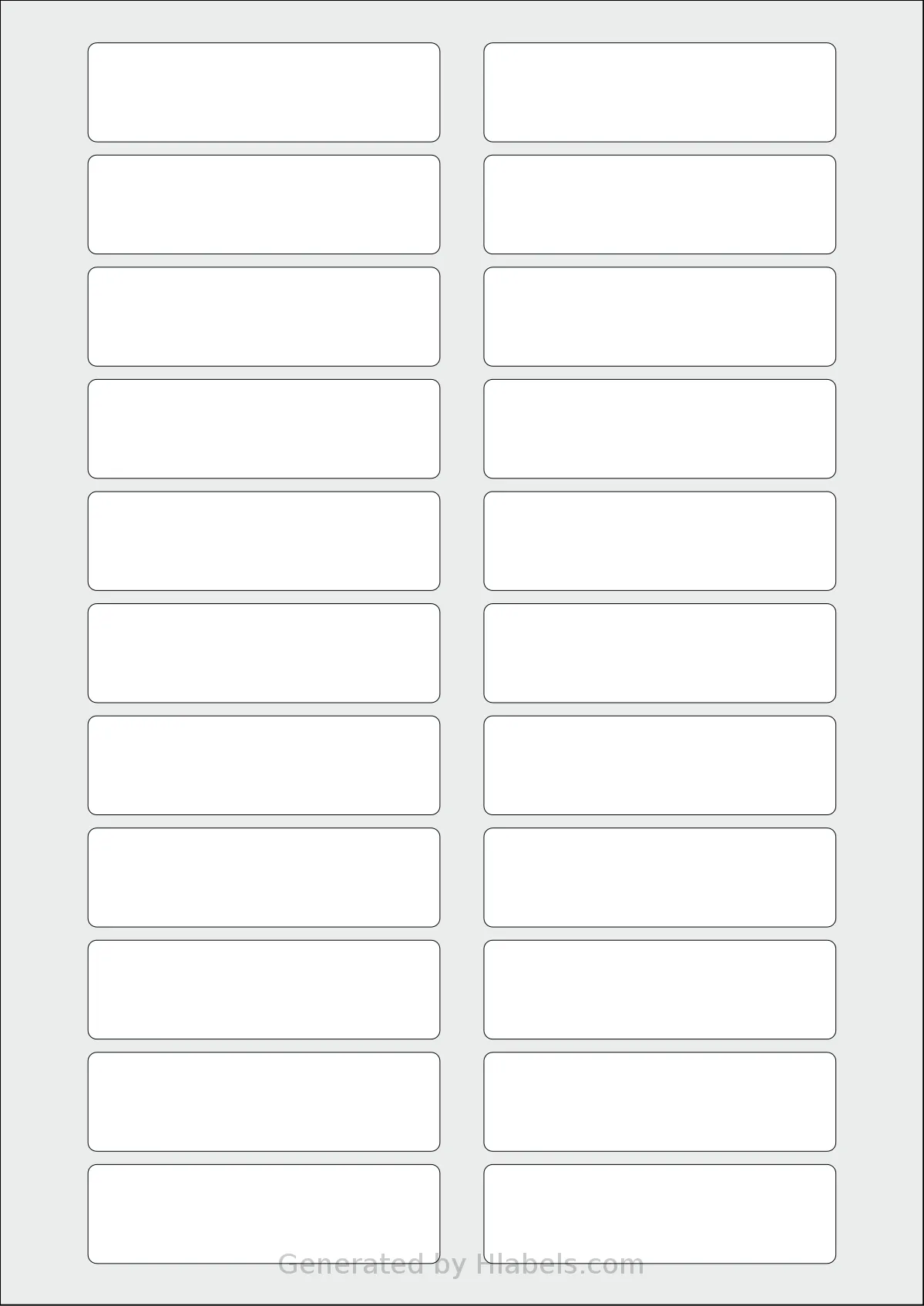 AALabels® AAR022 template with 22 rectangular 80 x 22.5 millimeter labels per sheet, on A4-size adhesive blank label sheets.
