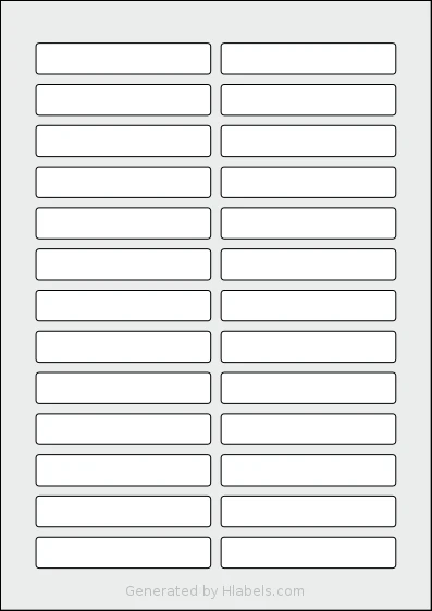 AALabels® AAR026 template with 26 rectangular 85 x 15 millimeter labels per sheet, on A4-size adhesive blank label sheets.