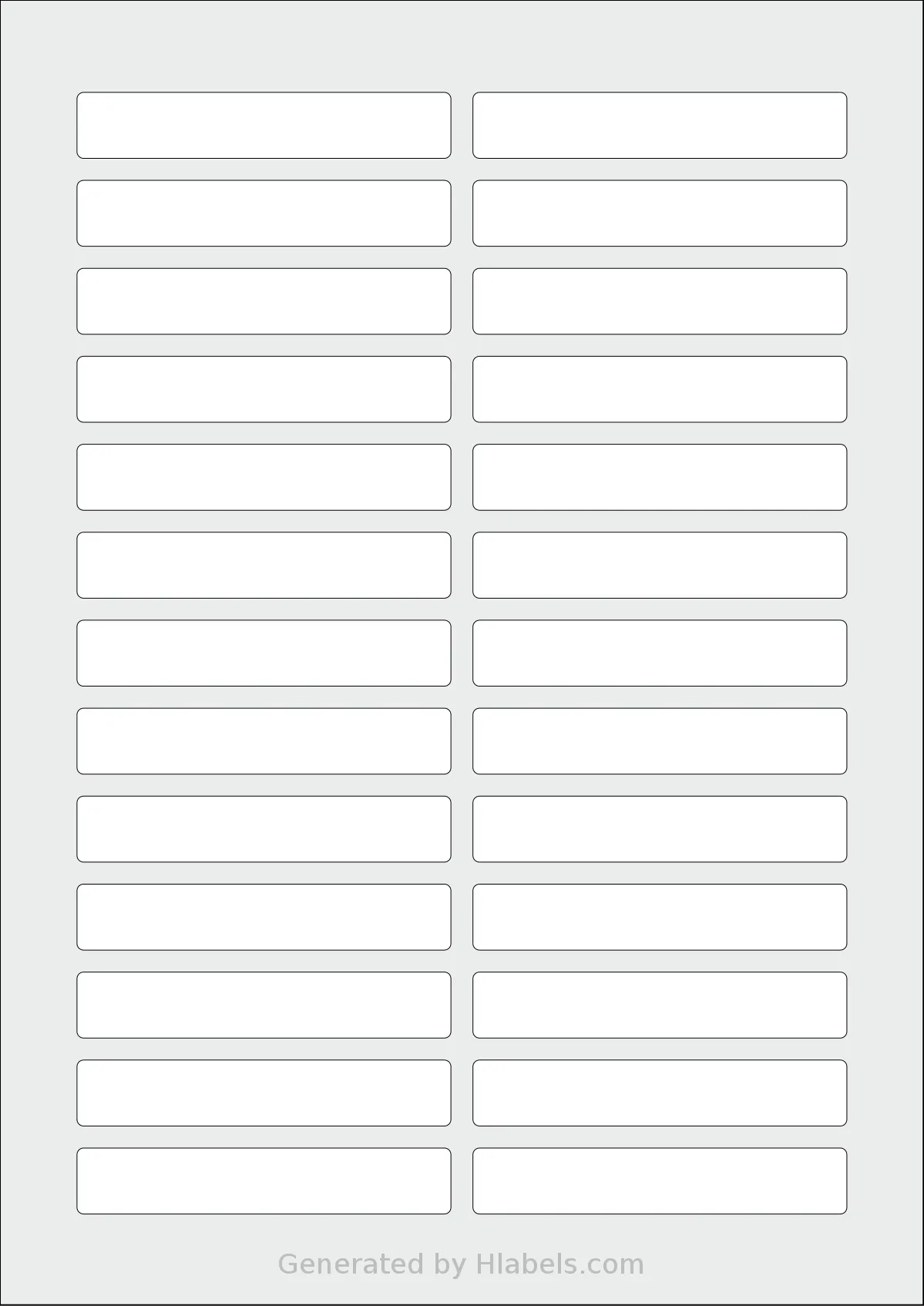 AALabels® AAR026 template with 26 rectangular 85 x 15 millimeter labels per sheet, on A4-size adhesive blank label sheets.