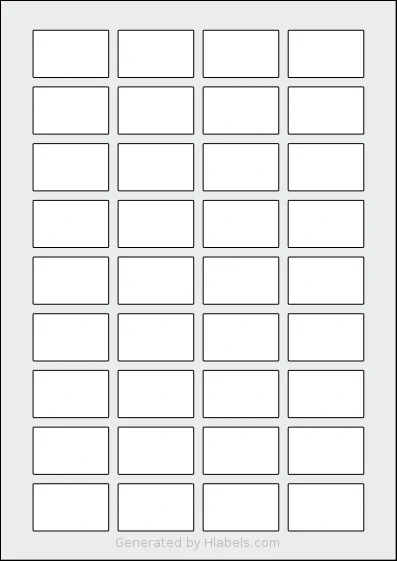 AALabels® AAR036 template with 36 rectangular 40 x 25 millimeter labels per sheet, on A4-size adhesive blank label sheets.