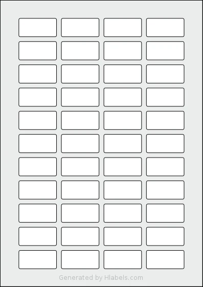 AALabels® AAR044 template with 44 rectangular 39 x 19 millimeter labels per sheet, on A4-size adhesive blank label sheets.