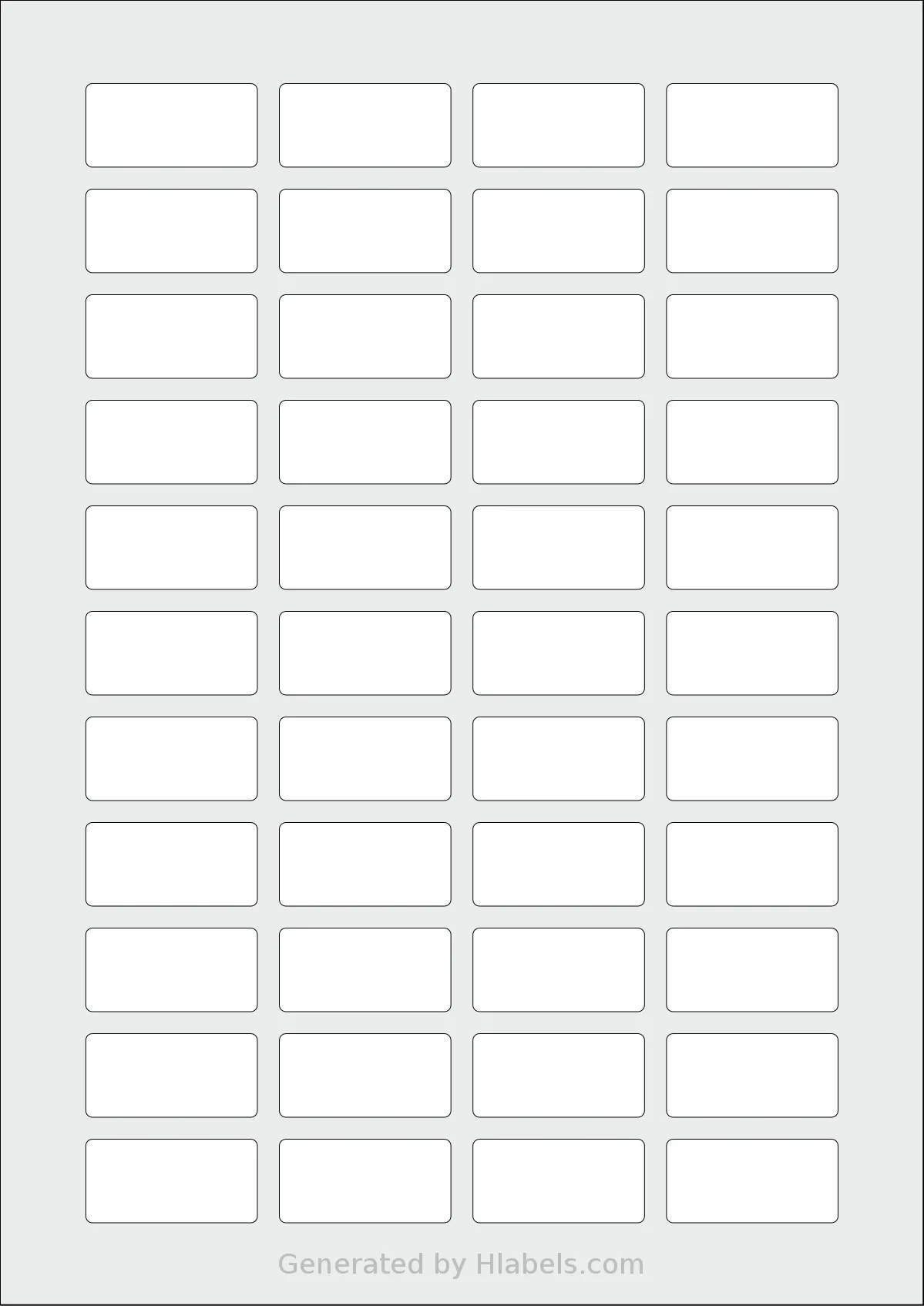 AALabels® AAR044 template with 44 rectangular 39 x 19 millimeter labels per sheet, on A4-size adhesive blank label sheets.