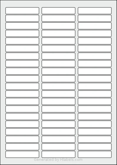 AALabels® AAR060 template with 60 rectangular 60 x 12 millimeter labels per sheet, on A4-size adhesive blank label sheets.