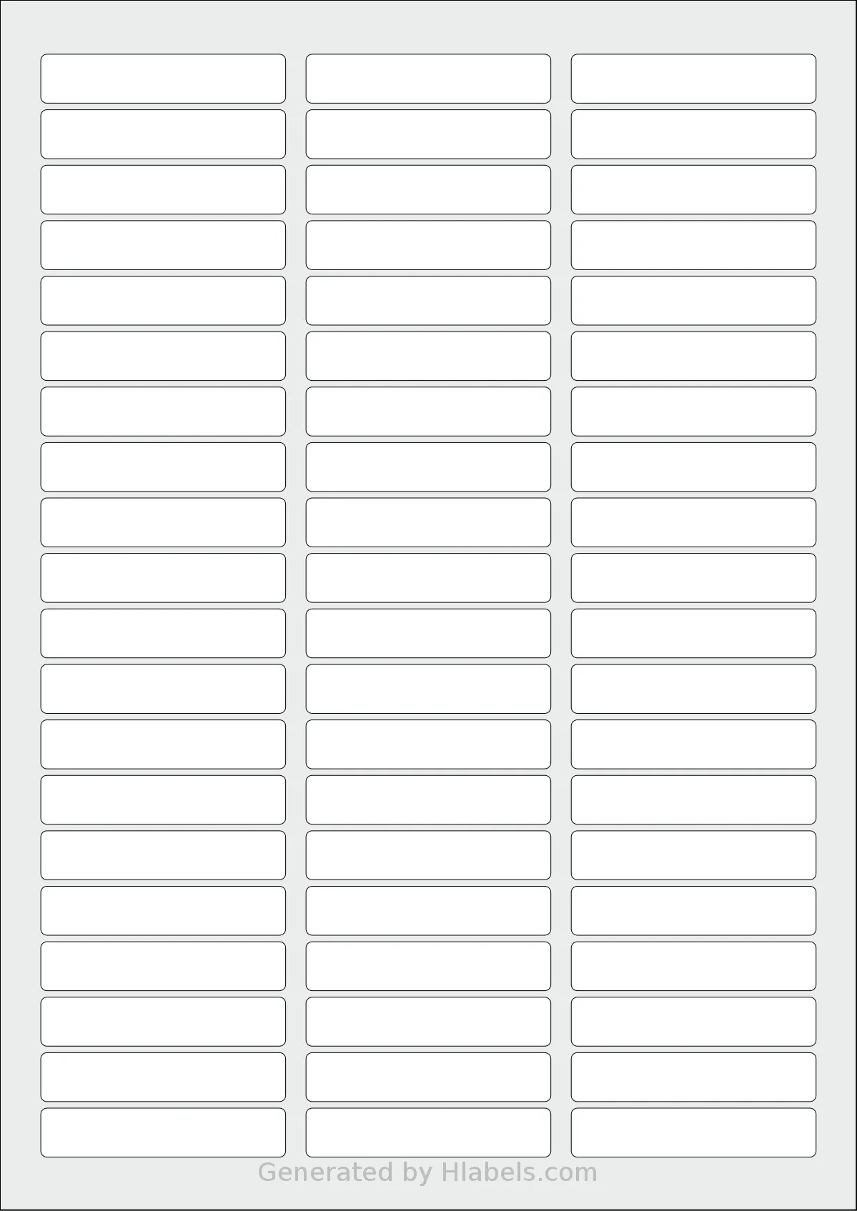 AALabels® AAR060 template with 60 rectangular 60 x 12 millimeter labels per sheet, on A4-size adhesive blank label sheets.