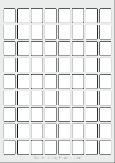 AALabels® AAR072 template with 72 rectangular 21 x 26 millimeter labels per sheet, on A4-size adhesive blank label sheets.