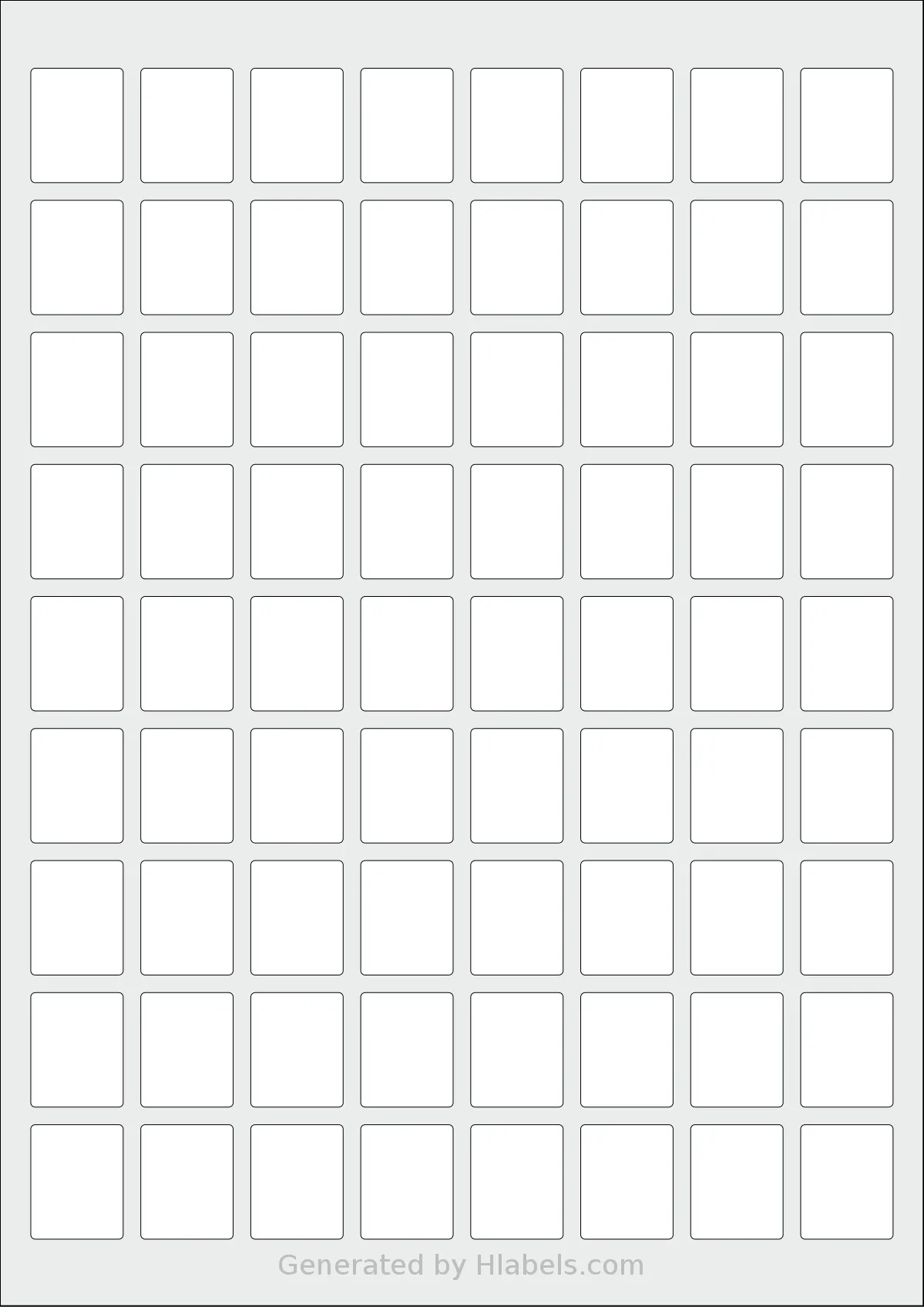 AALabels® AAR072 template with 72 rectangular 21 x 26 millimeter labels per sheet, on A4-size adhesive blank label sheets.