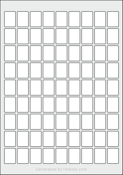 AALabels® AAR081 template with 81 rectangular 19 x 26 millimeter labels per sheet, on A4-size adhesive blank label sheets.