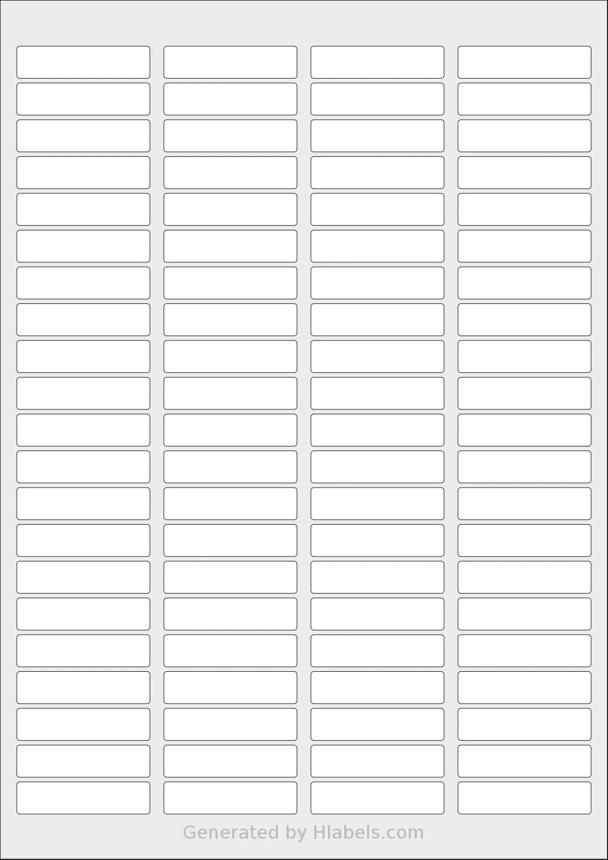AALabels® AAR084 template with 84 rectangular 46 x 11.1 millimeter labels per sheet, on A4-size adhesive blank label sheets.