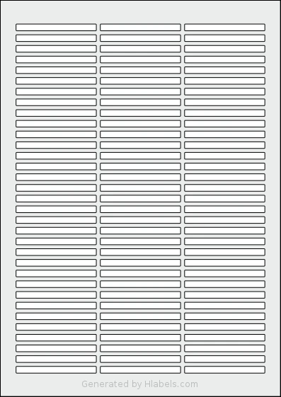 AALabels® AAR099 template with 99 rectangular 60 x 5 millimeter labels per sheet, on A4-size adhesive blank label sheets.