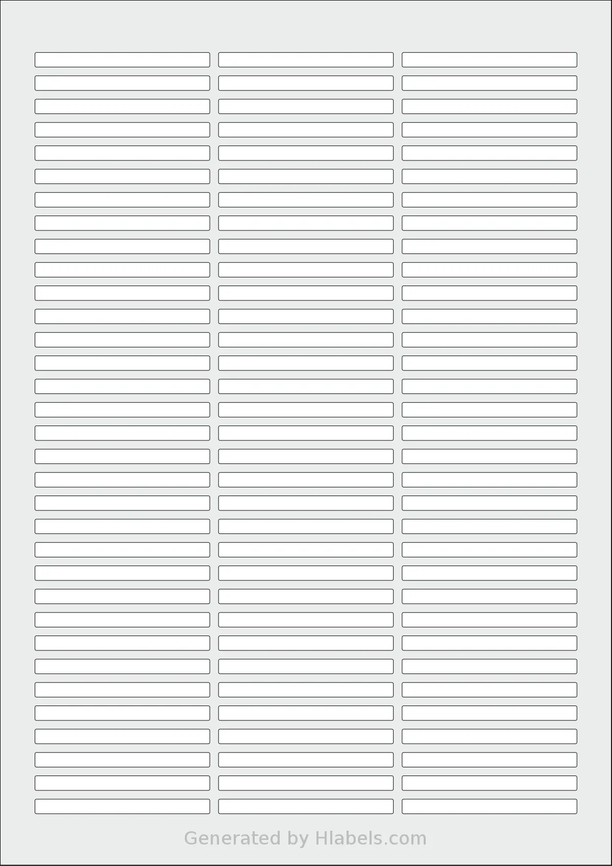 AALabels® AAR099 template with 99 rectangular 60 x 5 millimeter labels per sheet, on A4-size adhesive blank label sheets.