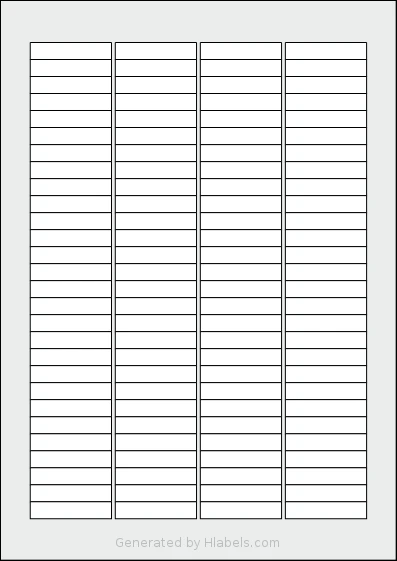 AALabels® AAR112 template with 112 rectangular 43 x 9 millimeter labels per sheet, on A4-size adhesive blank label sheets.
