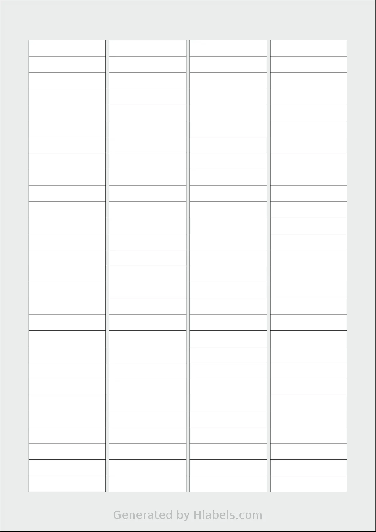AALabels® AAR112 template with 112 rectangular 43 x 9 millimeter labels per sheet, on A4-size adhesive blank label sheets.