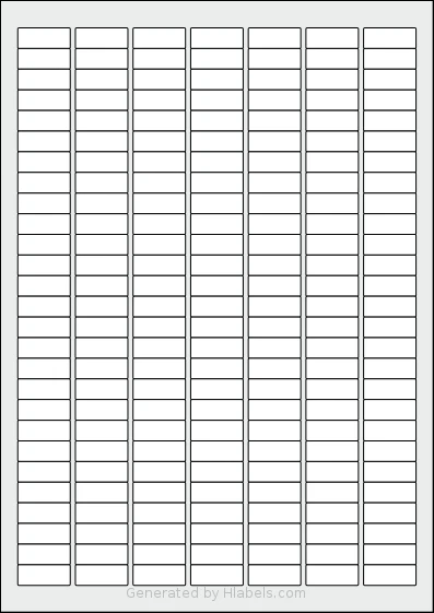 AALabels® AAR189 template with 189 rectangular 25.4 x 10 millimeter labels per sheet, on A4-size adhesive blank label sheets.