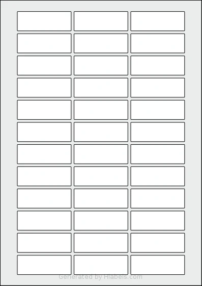 AALabels® AARA036 template with 36 rectangular 56 x 20 millimeter labels per sheet, on A4-size adhesive blank label sheets.