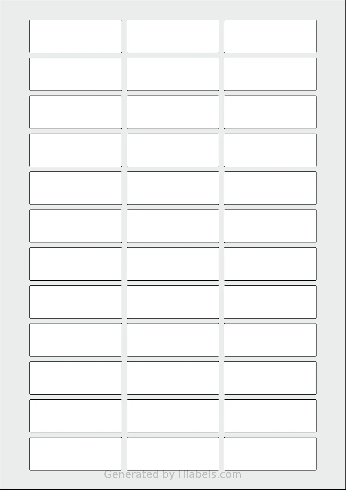 AALabels® AARA036 template with 36 rectangular 56 x 20 millimeter labels per sheet, on A4-size adhesive blank label sheets.