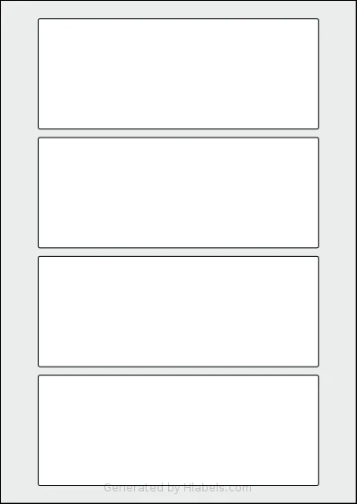 AALabels® AARA04 template with 4 rectangular 165 x 65 millimeter labels per sheet, on A4-size adhesive blank label sheets.