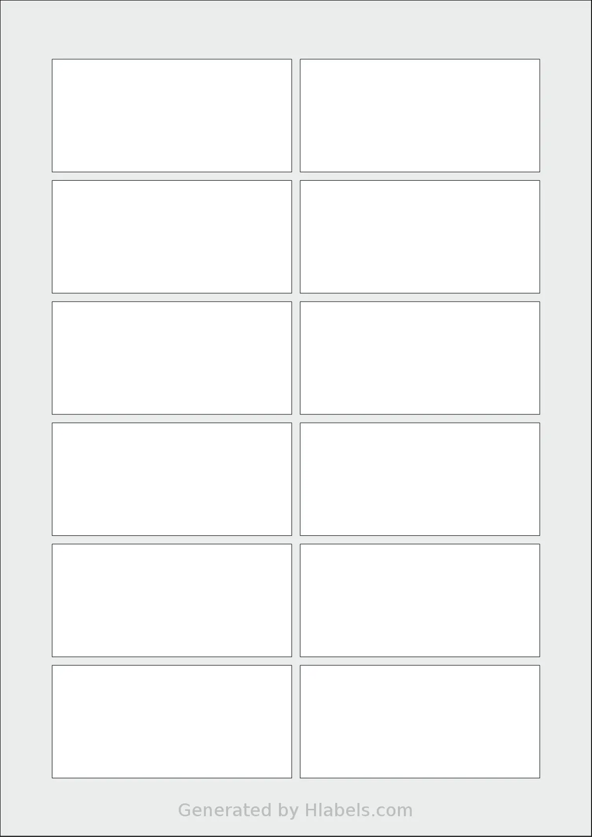 AALabels® AARA12 template with 12 rectangular 85 x 40 millimeter labels per sheet, on A4-size adhesive blank label sheets.