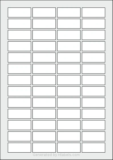 AALabels® AARB052 template with 52 rectangular 42.9 x 17.9 millimeter labels per sheet, on A4-size adhesive blank label sheets.